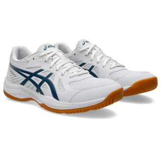 Asics Hallenschuh ASICS UPCOURT 6, Herren, Gr. 42, blau (wei&szlig;, vintage indigo), Synthetik, Textil, Schuhe Hallenschuh, besonders geeignet f&uuml;r Handball und V