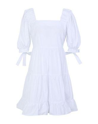 8 by YOOX COTTON BLEND PUFF SLEEVE MIDI DRESS