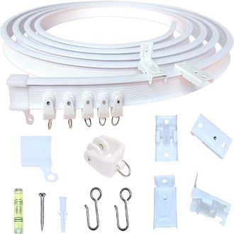 OEM Riel De Cortina De Techo Plegable De Pl&aacute;stico, Kit De Barra Para Cortinas De Techo, Paredes Divisorias, Ventanales Curvos Y Caravanas, Incluye Soporte