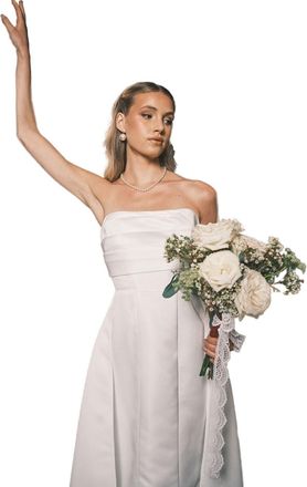 Coast Bandeau Corset A Line Satin Wedding Dress, 14, Ivory