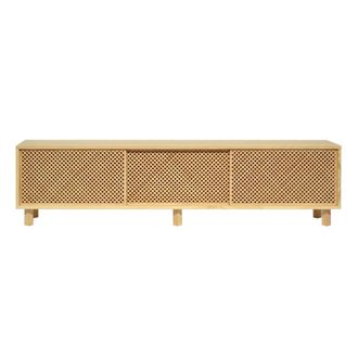 Naan Furniture Mueble de tv 3 puertas de madera maciza natural 180 cm sin barnizar