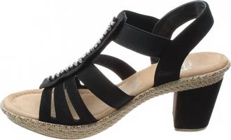 Rieker Womens Block Heel Sandal In Black