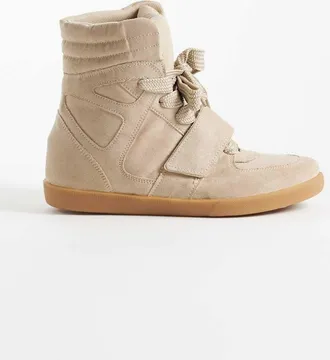 Asos Damson - Sneakers con zeppa nascosta in camoscio sintetico color talpa-Neutro