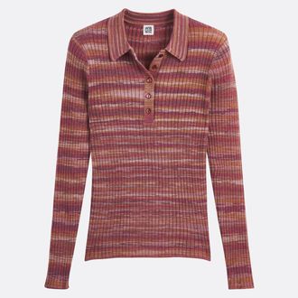 La Redoute Collections Trui met polokraag en knoopsluiting in fijn ribtricot