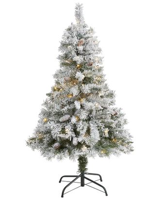 Nearly Natural 4ft Flocked White River Mountain Pine Artificial Christmas Tree