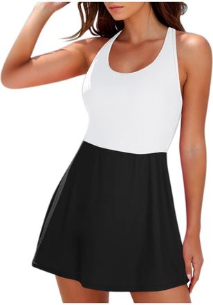 Generic Period Swimwear Plus Size Swimdress with Tummy Control Women Tankini Swimwear Sets High Waist One Piece Ladies Swim Shorts Ladies Tummy Control Holida