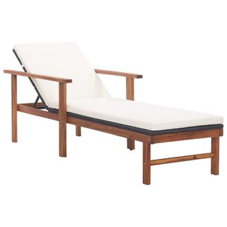 vidaXL Vidaxl - Tumbona Con Coj&iacute;n Rat&aacute;n Sint&eacute;tico Y Madera Maciza Acacia Negro