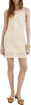 Mango Hibisco Crochet Flower Minidress in Ecru at Nordstrom, Size 10
