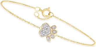 Canaria Canaria Diamond Paw Print Bracelet in 10kt Yellow Gold