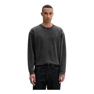 Filling Pieces Hoodies & sweatvesten, Heren, Grijs, L, Katoen, Boxy Embroidered Sweatshirt