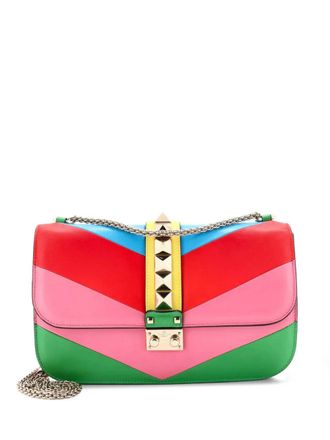 Valentino Garavani 1973 Glam Lock Striped Leather Medium shoulder bag - Multicolore