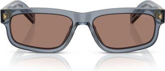 Prada 57mm Rectangular Sunglasses in Ocean /Brown Mirror Grey at Nordstrom