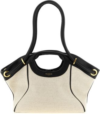 Balmain Beige Logo Medium Tote