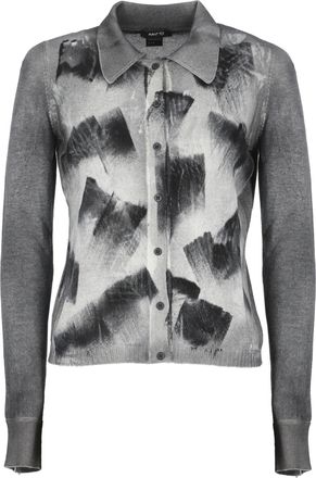 Avant Toi Grey Abstract Pattern Cashmere Cardigan