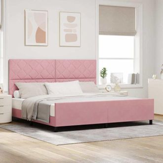 vidaXL Estructura De Cama Con Cabecera Rosa 200 X 200 Cm Terciopelo Vidaxl