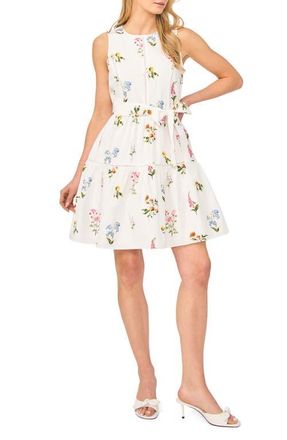 Ted Baker Rena Print Tie Waist Dress in Vanilla Ice at Nordstrom, Size 10