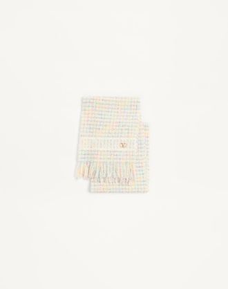 Valentino Garavani Sciarpa VLogo Signature In Lana E Cachemire Donna AVORIO/ORO UNI