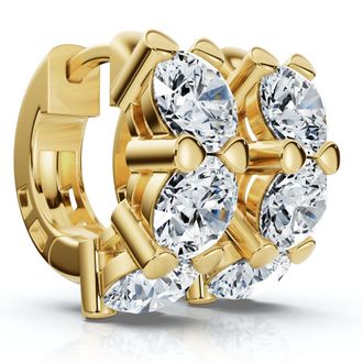 Pompeii3 3Ct Diamond Huggie Hoop Earrings 14k Gold 1/2 Tall Lab Grown EF/VS