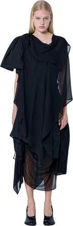Yohji Yamamoto Asymmetrische Gelaagde Jurk - Dames - Feestkleedjes - Zwart - M - Kleedjes