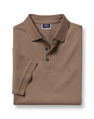 CHARLES TYRWHITT Pique Cotton Polo - Camel Size Small by Charles Tyrwhitt