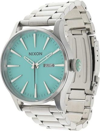 Nixon Sentry SS Mens Watches Silver/Turquoise, Stainless Steel