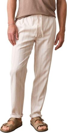 Marine Layer Saturday Stripe Drawstring Hemp Blend Beach Pants in Natural/Brown Stripe at Nordstrom, Size Xx-Large