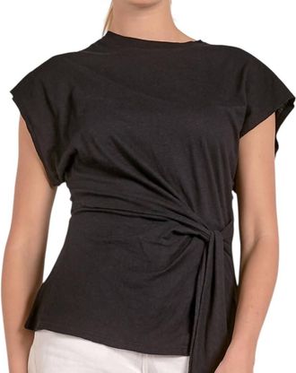 Elan Joy Tie Front T-Shirt In Black