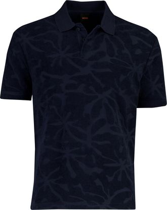 HUGO BOSS Poloshirt BOSS Orange donkerblauw met structuur