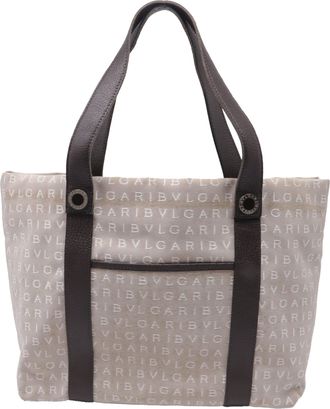 Bulgari Logo Mania Tote in Beige Canvas
