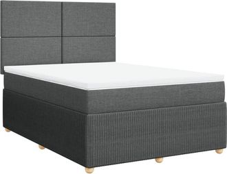 vidaXL Vidaxl - Cama Box Spring Con Colch&oacute;n Tela Gris Oscuro 140x200 Cm