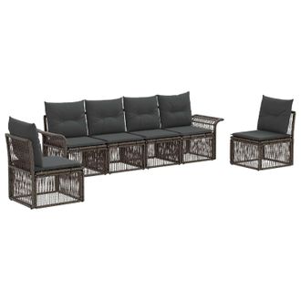 vidaXL Conjunto De Sof&aacute;s De Jard&iacute;n 6 Pcs Gris Rat&aacute;n Sint&eacute;tico Vidaxl
