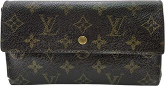 Louis Vuitton Brown Leather Long Wallet (Tri-Fold) (Pre-Owned)