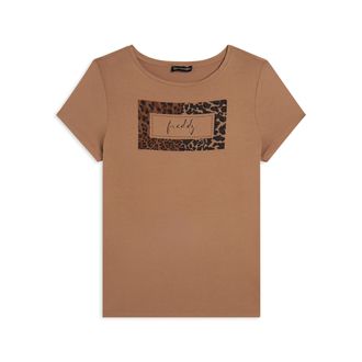 Freddy T-shirt donna stampa animalier e strass