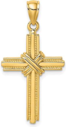 Diamond2Deal 14k Yellow Gold Beaded Center Design Cross Charm