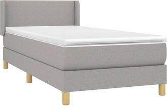 vidaXL Cama Box Spring Con Colch&oacute;n Tela Gris Claro 90x190 Cm Vidaxl