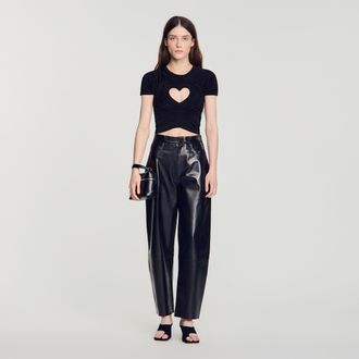 Sandro Ruched heart cropped T-shirt