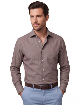 Eton classic fit overhemd katoen taupe