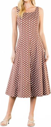 THML Clothing Polka Dot Midi Dress In Brown