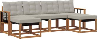 vidaXL Conjunto De Sof&aacute;s De Exterior 6 Uds. Natural Y Gris Claro Vidaxl