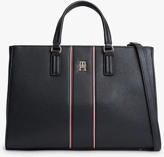 Tommy Hilfiger Womens Signature Stripe Satchel Bag - Blue