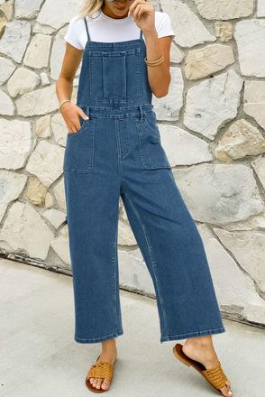 Azura Exchange Womens Denim Jumpsuit Romper - Medium Blue Cotton - Size X-Large