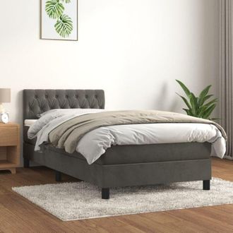 vidaXL Vidaxl - Cama Box Spring Con Colch&oacute;n Terciopelo Gris Oscuro 90x190 Cm