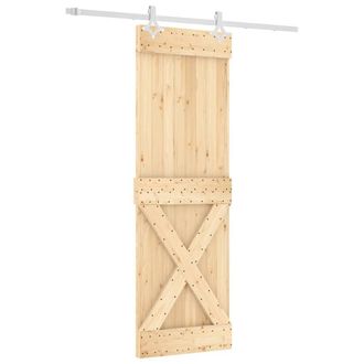Berkfield Home Sliding Door with Hardware Set 70x210 cm Solid Wood Pine in Light Brown