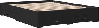 vidaXL Cama con cajones madera de ingeniería negro 140x200 cm Vidaxl