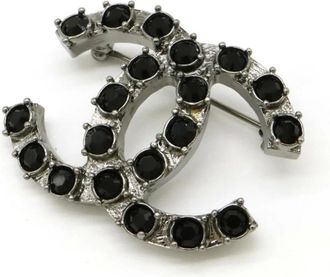 Chanel Pre-owned Jewellery, female, Black, Size: ONE SIZE Pre-owned SilverTone Brooch