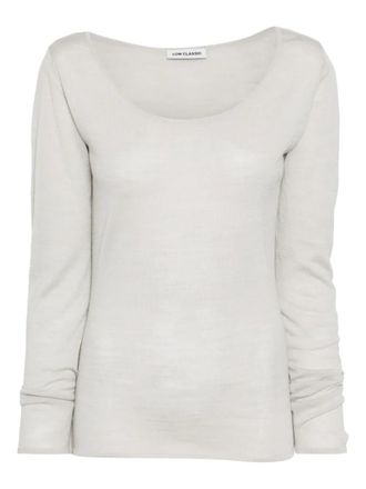 Low Classic Gebreide top met hals - Grijs