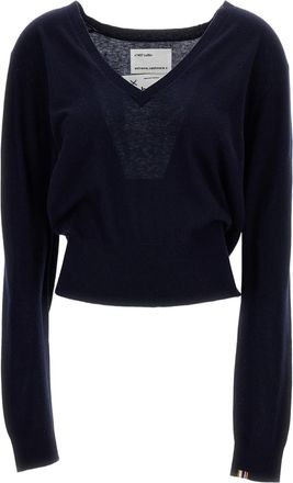 Extreme Cashmere Navy Blue N.467 Collin V-Neck Sweater
