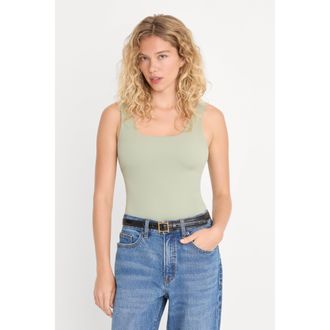 Good American Womens The Weightless Sculpting Modern Tank Bodysuit | Mosswell, Size Medium | Good American by Khlo&Egrave; Kardashian