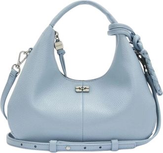 Ganni Tassen, Dames, Blauw, ONE Size, Polyester, Hobo Mini Grained