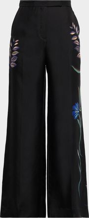 Dorothee Schumacher Seductive Bloom Floral-Print Silk Twill Pants